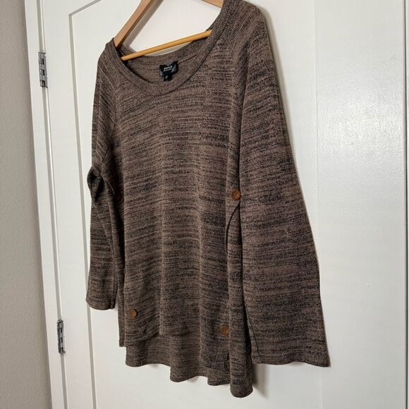 Perch By Blu Pepper Sweater Top Womens 2XL Brown Knit Elbow Patches Pullover - Picture 4 of 14